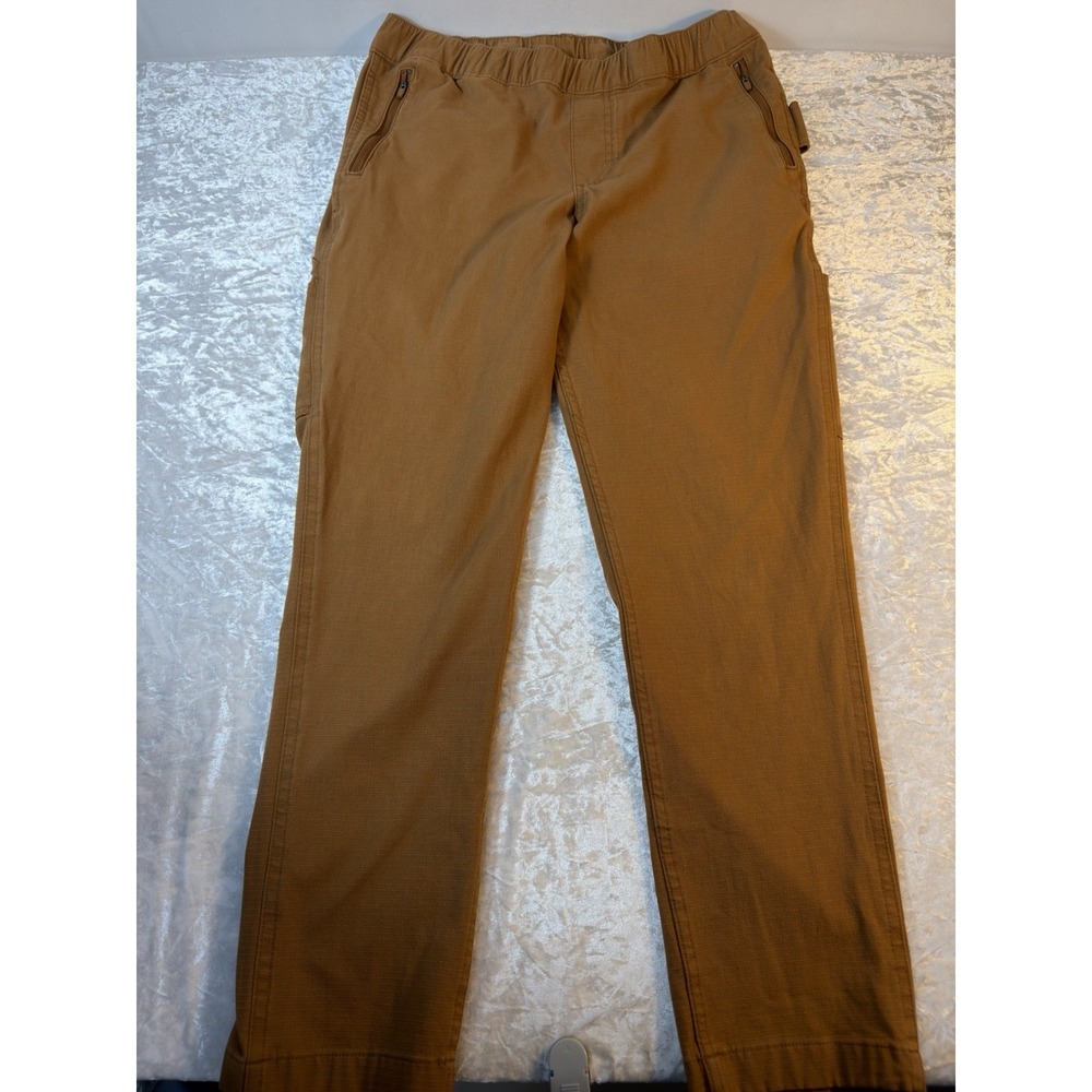 Carhartt Womens S 4-6 Brown Utility Work Pants Relaxed Fit Elastic Waist